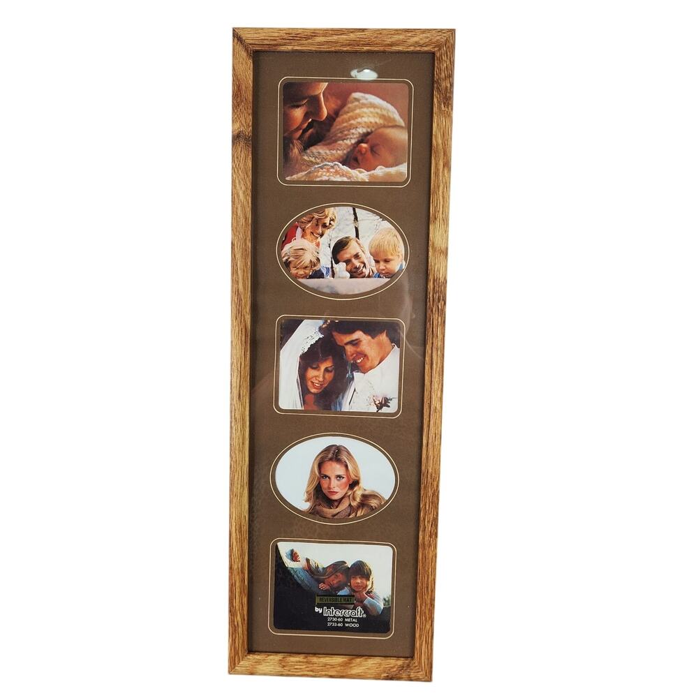 VTG Intercraft Reversible Mat Wood Multi Picture Frame Retro Wall Hanging Decor